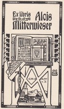 Exlibris Bookplate Klischee Bernhard Wenig 1871-1940 Griesst�tt Inn Jugendstil 1