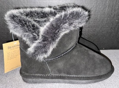 Bearpaw Bear Paw Helaina Suede Boots Youth Size 5 Black New In Box