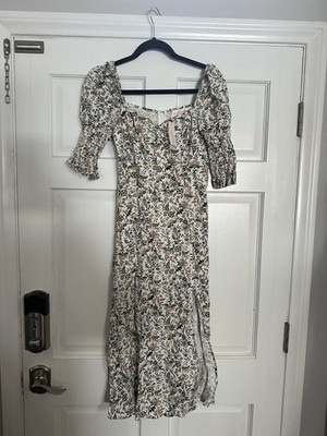 Women s Dress Francesca s Size Small Audrey Parks Midi, Slit, Boho Puff Sleeves