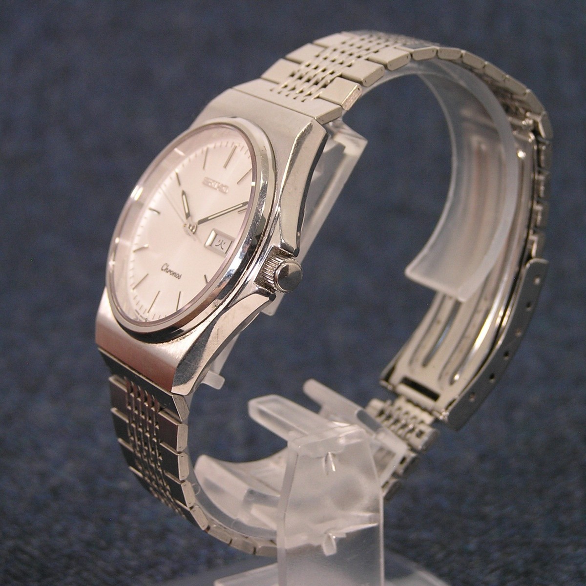 SEIKO Chronos 5H23-7D20 90s Vintage Watch Kanji Day Date Silver