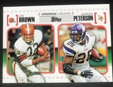 2010 Topps Football Jim Brown Adrian Peterson Gridiron Lineage GL-BP NFL