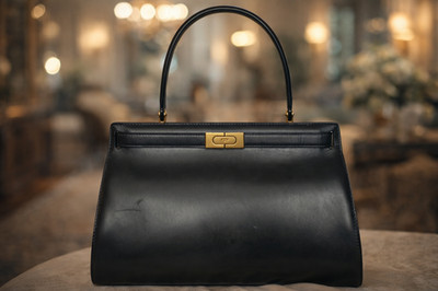 Authentic Tory Burch Lee Radziwill Black Leather Satchel Bag with Dust Bag