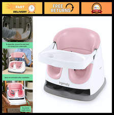 2-in-1 Baby Booster Feeding  Floor Seat with Self-Storing Tray - Peony Color
