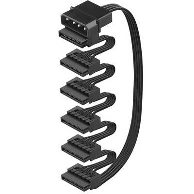 ELFJMZP IDE Molex 4 PIN Male to 6 x SATA 15 27.9 x 1.0 x 0.70 inches