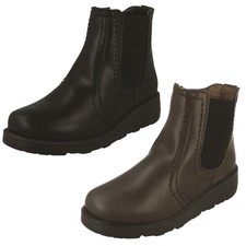 Ladies Spot On Zip Up Smart Casual Extra Wide Womens Ankle Boots "F4R474"