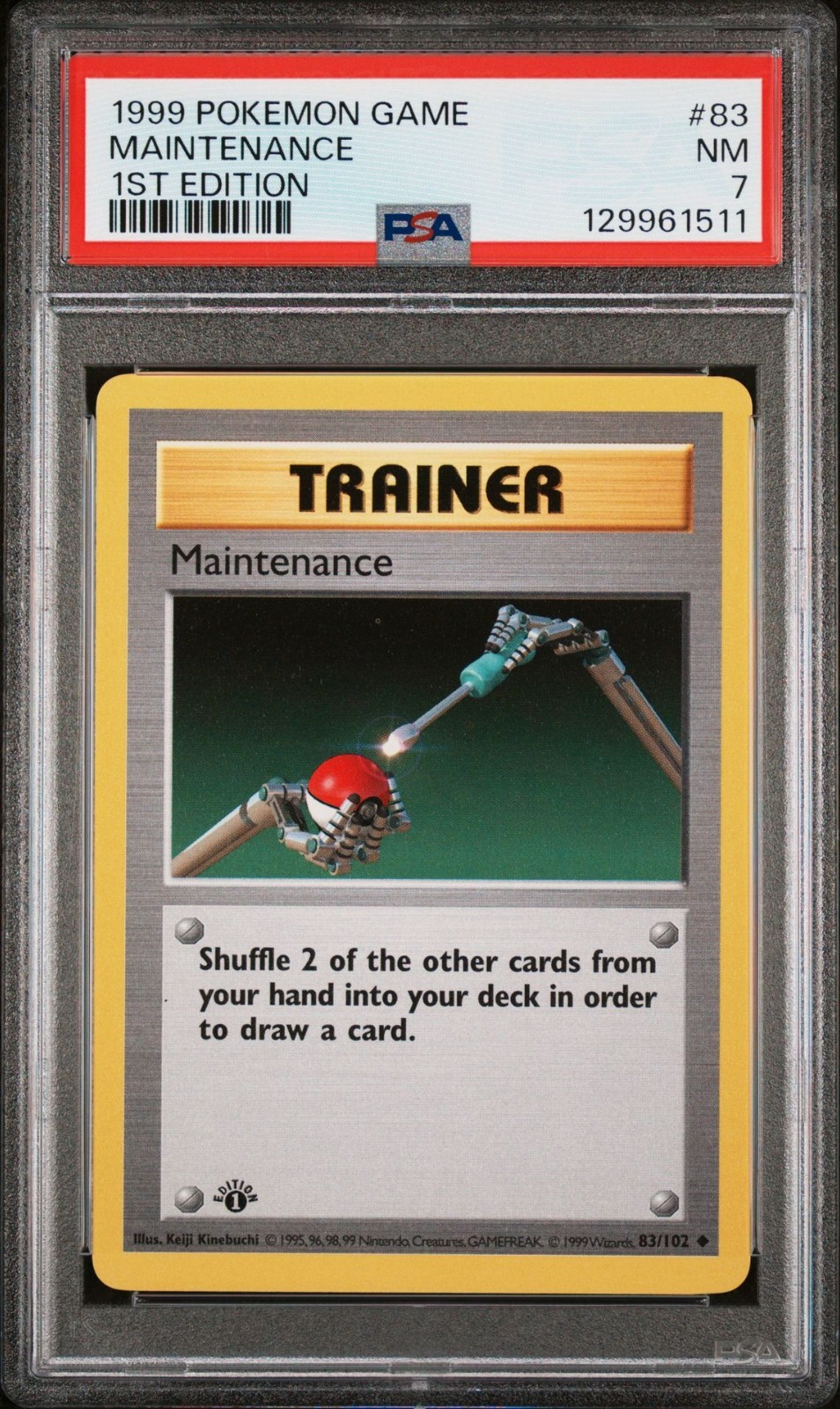 1999 Pokemon Base Basic 1st Edition Maintenance 83 PSA 7 NEAR MINT