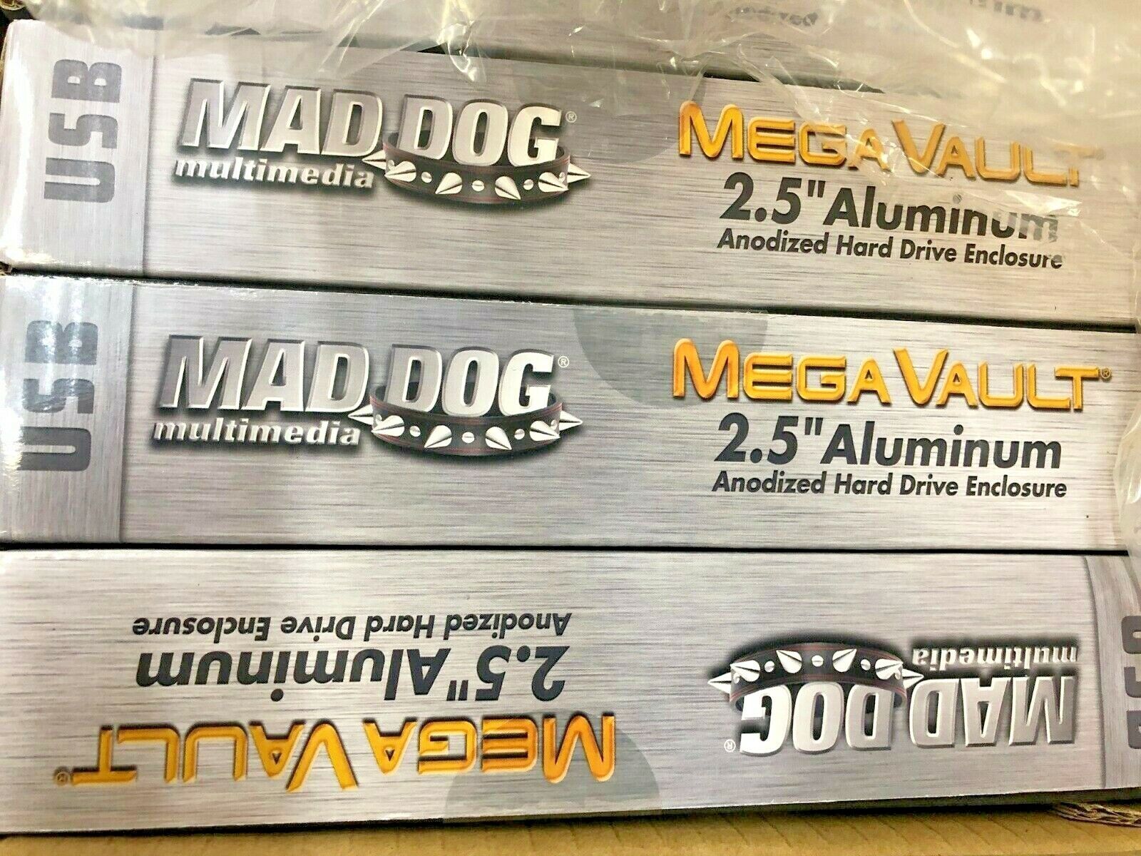 Lot of 10 Mad Dog MD-AEN250USB2 Mega Vault 2.5” Aluminum HD Enclosures