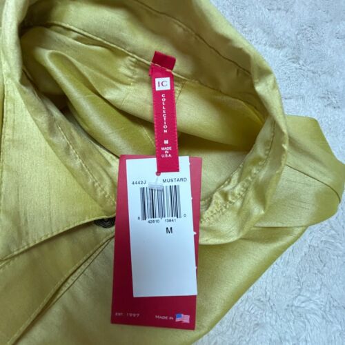 IC Collection Womens Mustard Yellow 3/4 Sleeve Button Down Blouse Top Medium New - Picture 3 of 9
