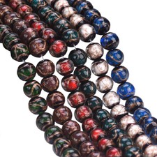 5pcs 12mm Round Glossy Handmade Lampwork Glass Loose Beads For Jewelry Making
