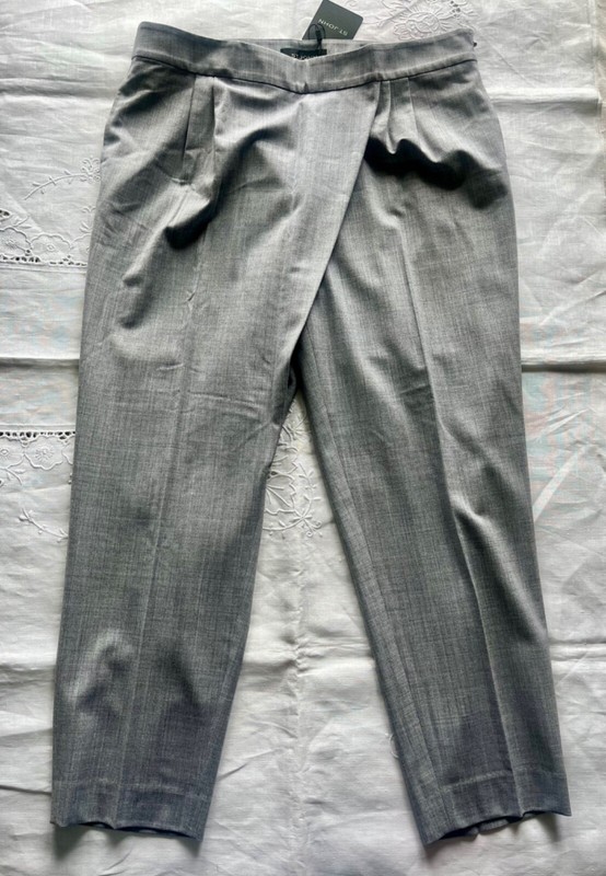ST.JOHN Lt.Grey Wool Melange Assimmetrical Pants, size14, NWT
