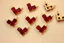 2pcs CZ Pave Red Heart Charm,Cubic Zirconia Love Heart Pendant,Crystal Charm