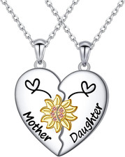 925 Sterling Silver Mother Daughter Heart Necklaces 2 Matching Jewelry Gifts