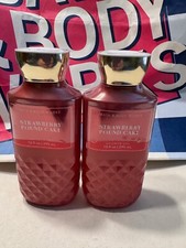 Bath Body Works STRAWBERRY POUND CAKE Shower Gel Set of 2 NEW