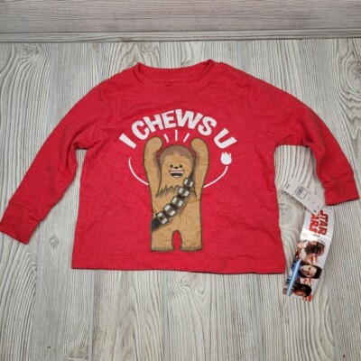 Valentines Day Star Wars Chewbacca I Chews U Long Sleeve Shirt Mad Engine 12M