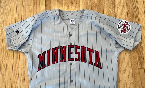 Minnesota Twins Russell Diamond Collection Jersey 44 L Pinstripe Gray MLB VTG 90 - Picture 6 of 11