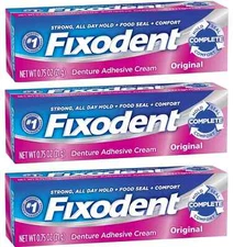 Fixodent Original Denture Adhesive Cream 0.75 oz (3 Pack)
