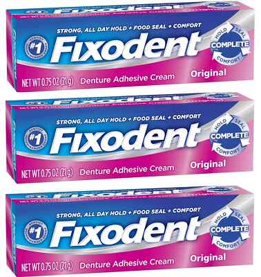 Fixodent Original Denture Adhesive Cream 0.75 oz (3 Pack)