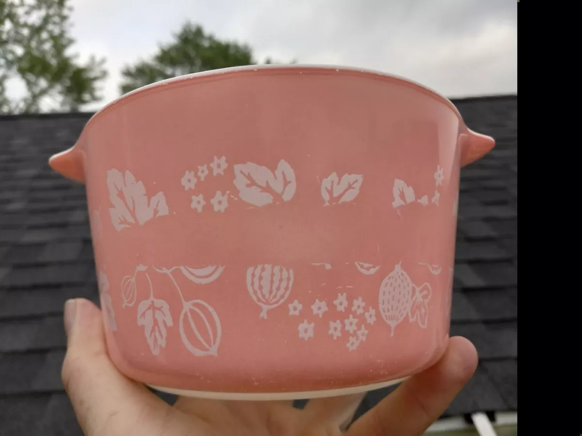 Pink gooseberry top pyrex casserole