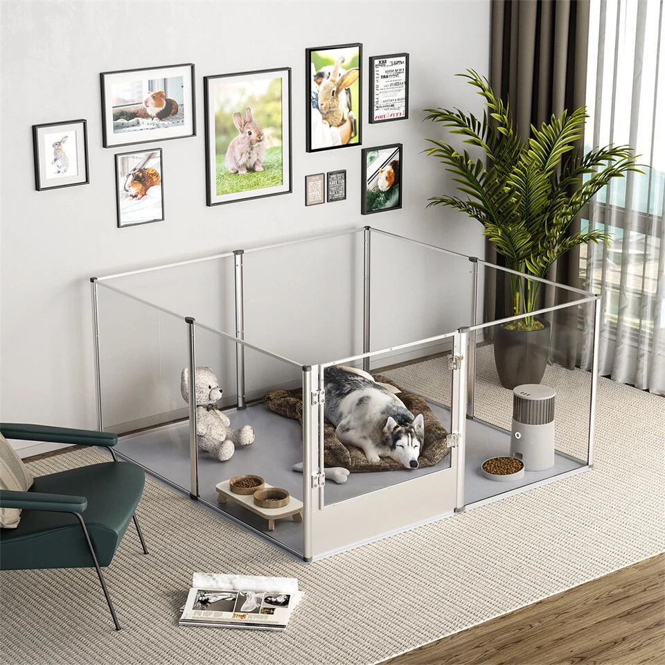 Tall 32inch Clear Acrylic Dog Playpen Fence Large Pet Whelping Pen Box Kennel XL - Image 2 of 4