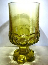 TIFFIN FRANCISCAN MADEIRA Green Olive ICED TEA GOBLET Footed Glass VTG 5.5" tall