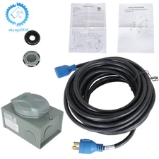 4 Prong 30 Amp Generator Cord 25 - 100 FT & Inlet Box NEMA L14-30P/L14-30R