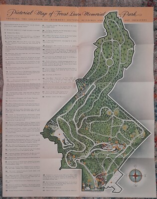 Pictoral Map of Forest Lawn Memorial Park Glendale California Vintage Brochure