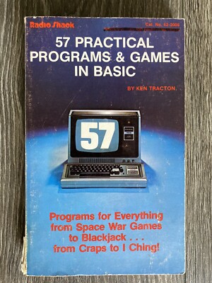 Radio Shack 57 Practical Programs & Games in BASIC 1978 Vintage