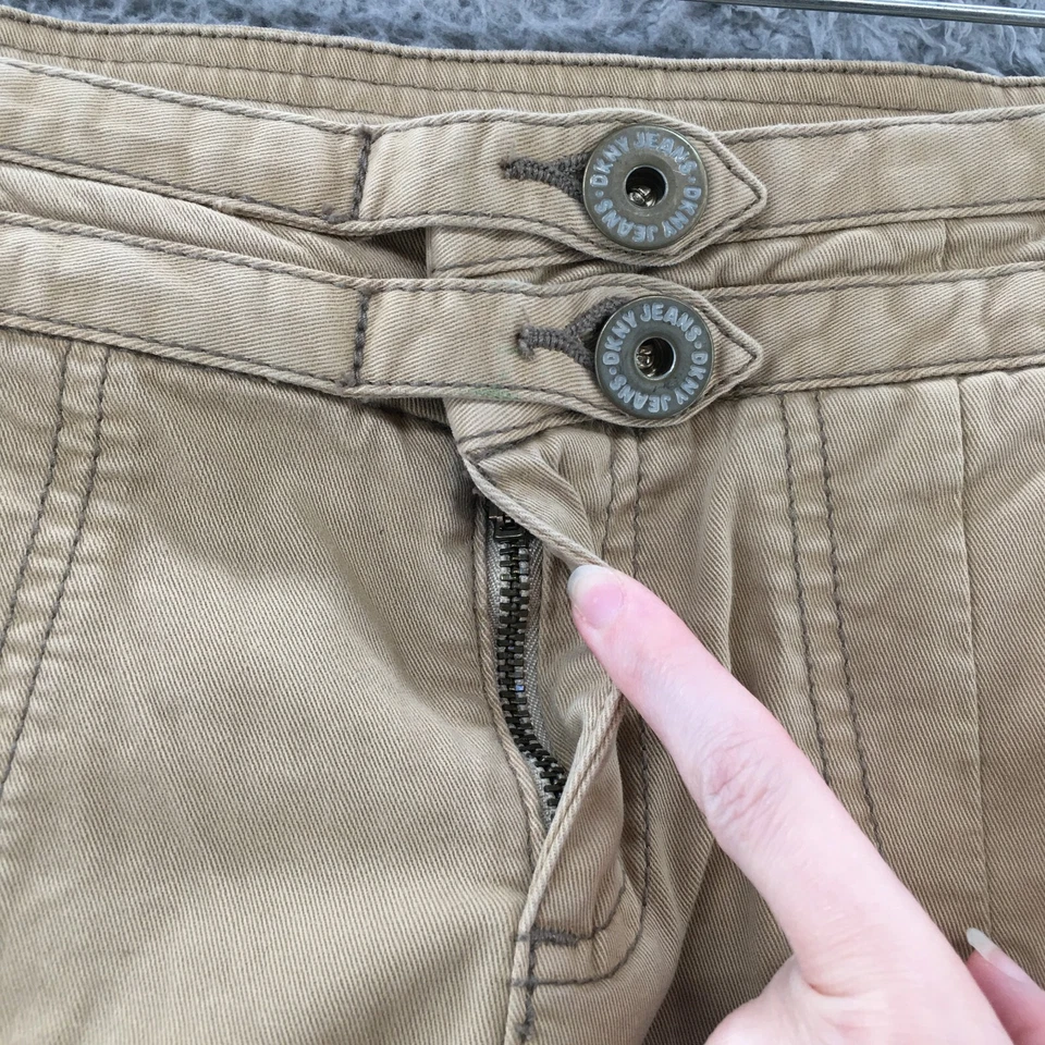 Шорты с манжетами женские DKNY 8 (фактические 35x5) коричневые со средней посадкой пуговицы с карманами для мух - Изображение 3 из 4