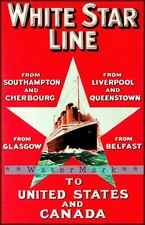 White Star Line 1912 To The USA And Canada Vintage Poster Print Retro Style Art