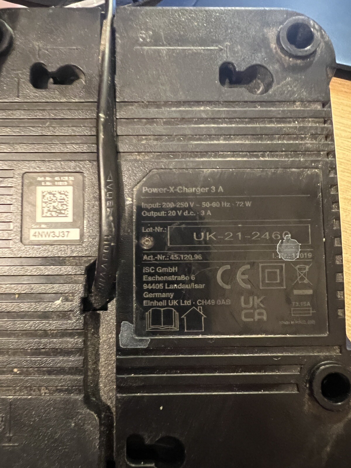 Einhell power Xcharger 3amp battery charger for Power Xchange Tools