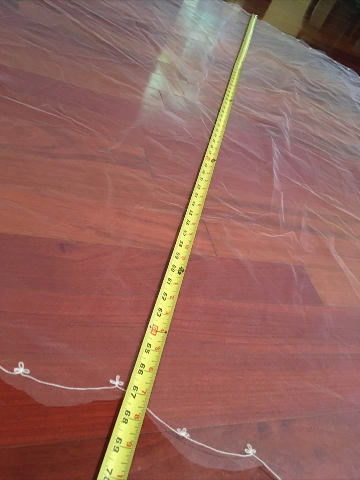 "Velo de novia de tul blanco 67"" de diámetro tela de tul borde bordado" Foto 2 de 4