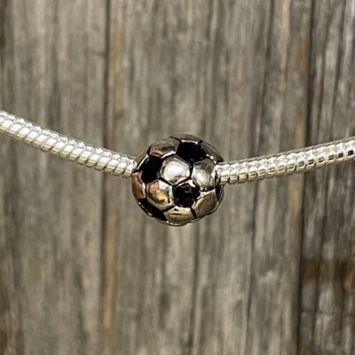 Soccer Ball Football Team Sports Silver European Charm Bead fit for bracelet