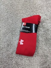 Under Armour Mens Large Over-the-Calf Red Socks Anti-Odor ArmourDry Wicking NWT