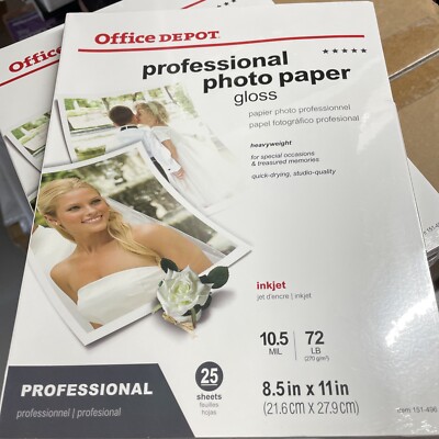 Office Depot Professional Photo Paper  Brilliant Gloss 25 Sheets 8.5 x 11 S8