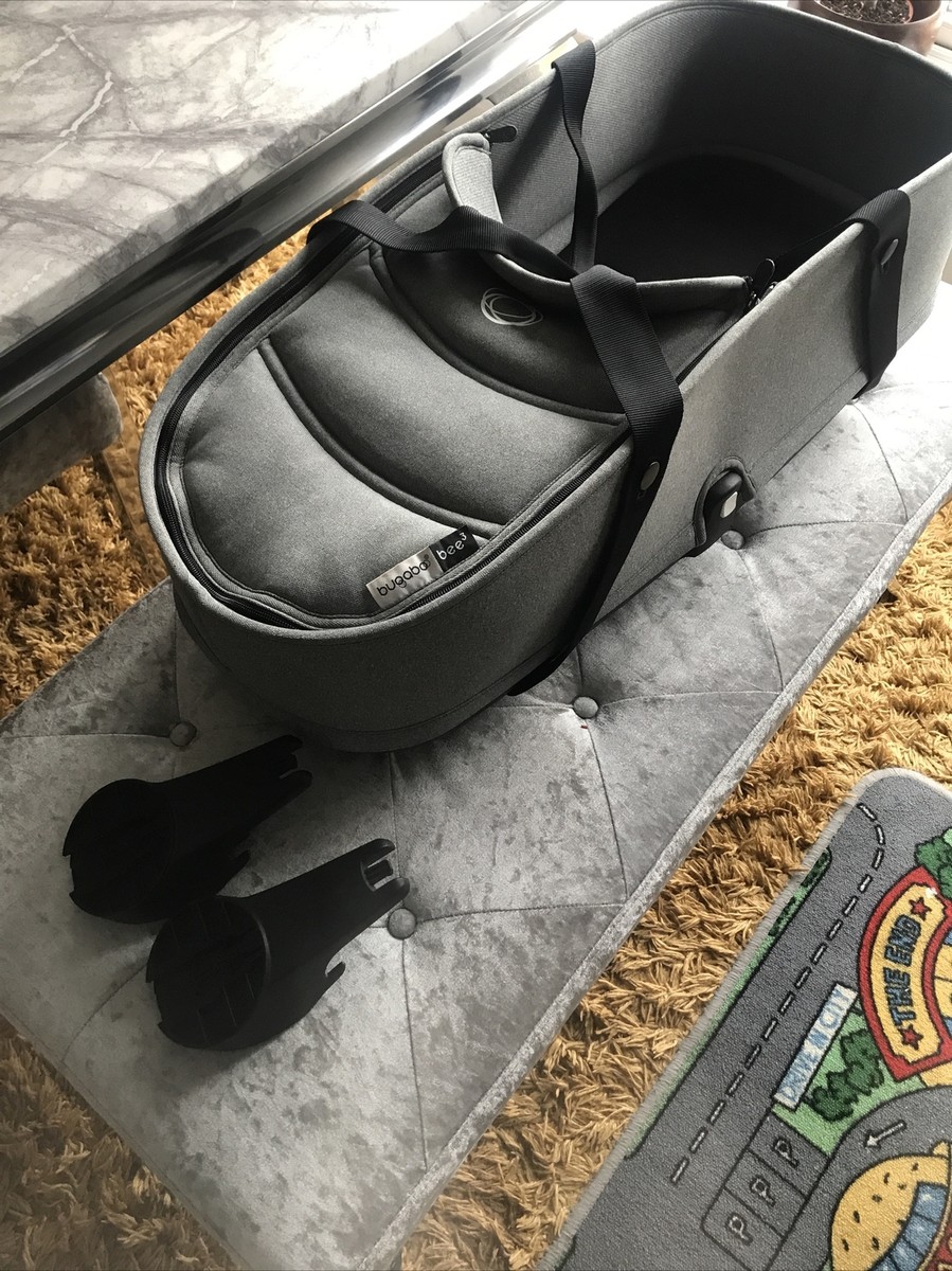 BUGABOO BEE 3 CARRYCOT BASE, GREY MELANGE FABRIC SET, MATTRESS- WITH  ADPTERS | eBay