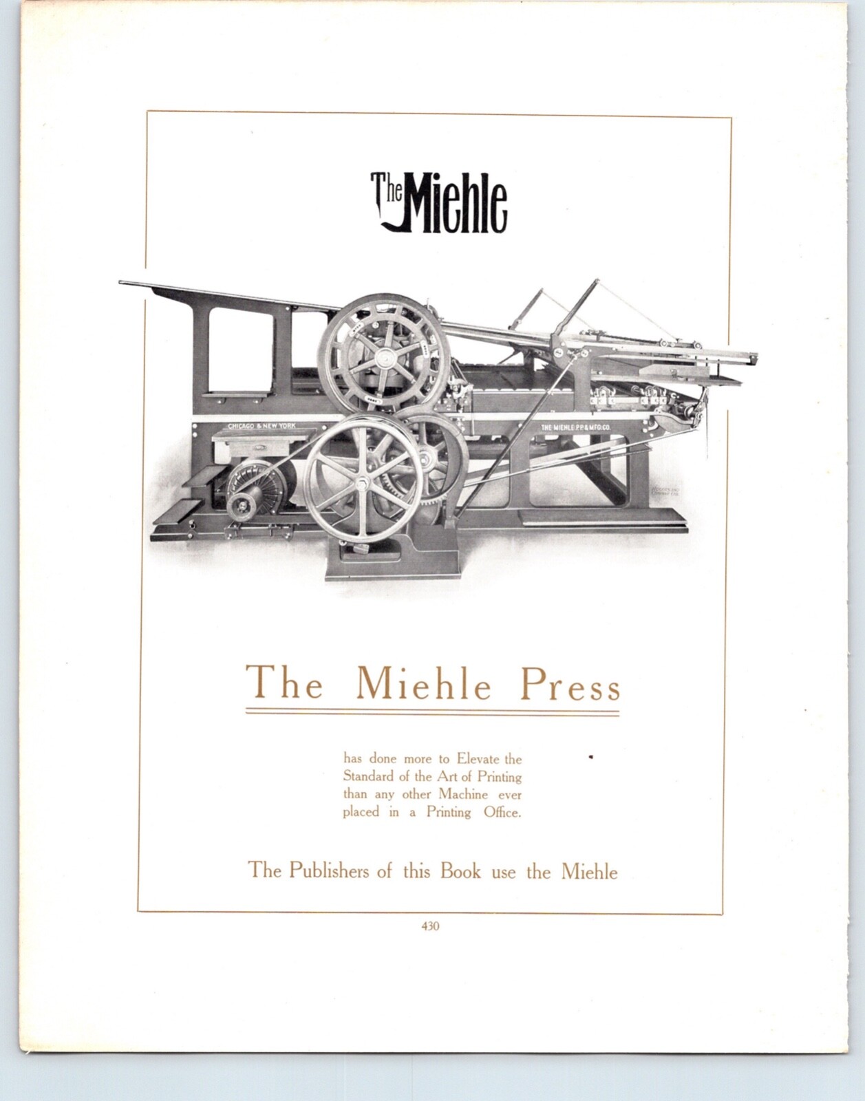 print ad MIEHLE PRINTING PRESS MFG CO advertising (GRAPHICS ART YEAR