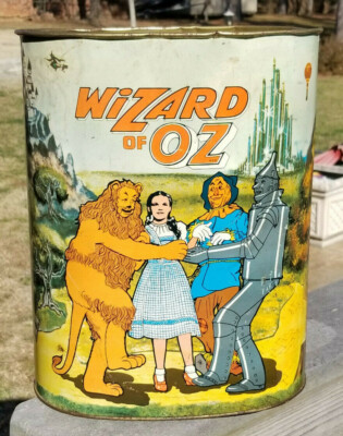 Vintage Metal WIZARD OF OZ TRASH CAN CHEINCO 13