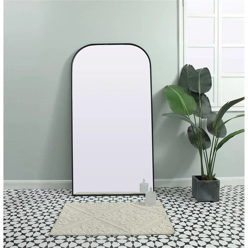 Elegant Decor Blaire Arch Modern MDF Wood/Iron Full Length Mirror in Black - Picture 2 of 8