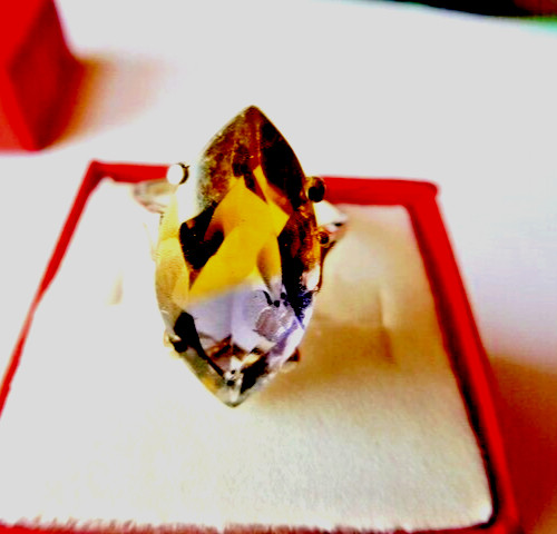 Bague amétrine précieuse de 20mm sur monture surélevée en argent