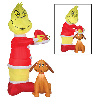 Airblown Animated Grinch Putting Santa Hat on Max 35'' Inflatable Christmas Decor
