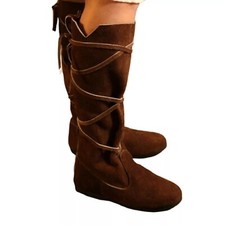 Viking Boots Renaissance Medieval Shoes Suede Leather cosplay Costume