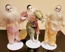 Vintage Show Stoppers Clowns Figurine Lot Of 3 Hand Painted Dolls 7" Collectible