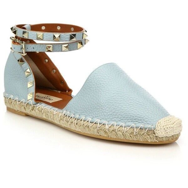 Valentino Rockstud textured leather ankle-wrap espadrille Valentino Rockstud textured leather ankle-wrap espadrille