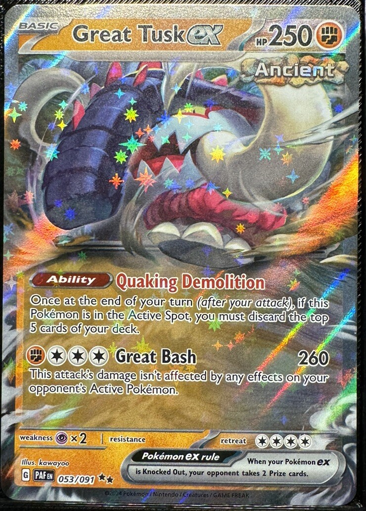 Pokémon TCG Paldean Fates Great Tusk EX #53 Holo Double Rare - NM