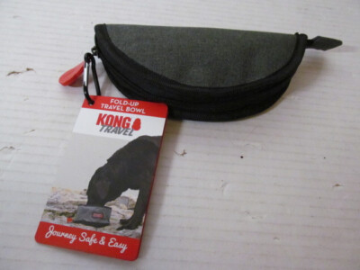 Kong Travel Fold-Up Travel Bowl, Gray