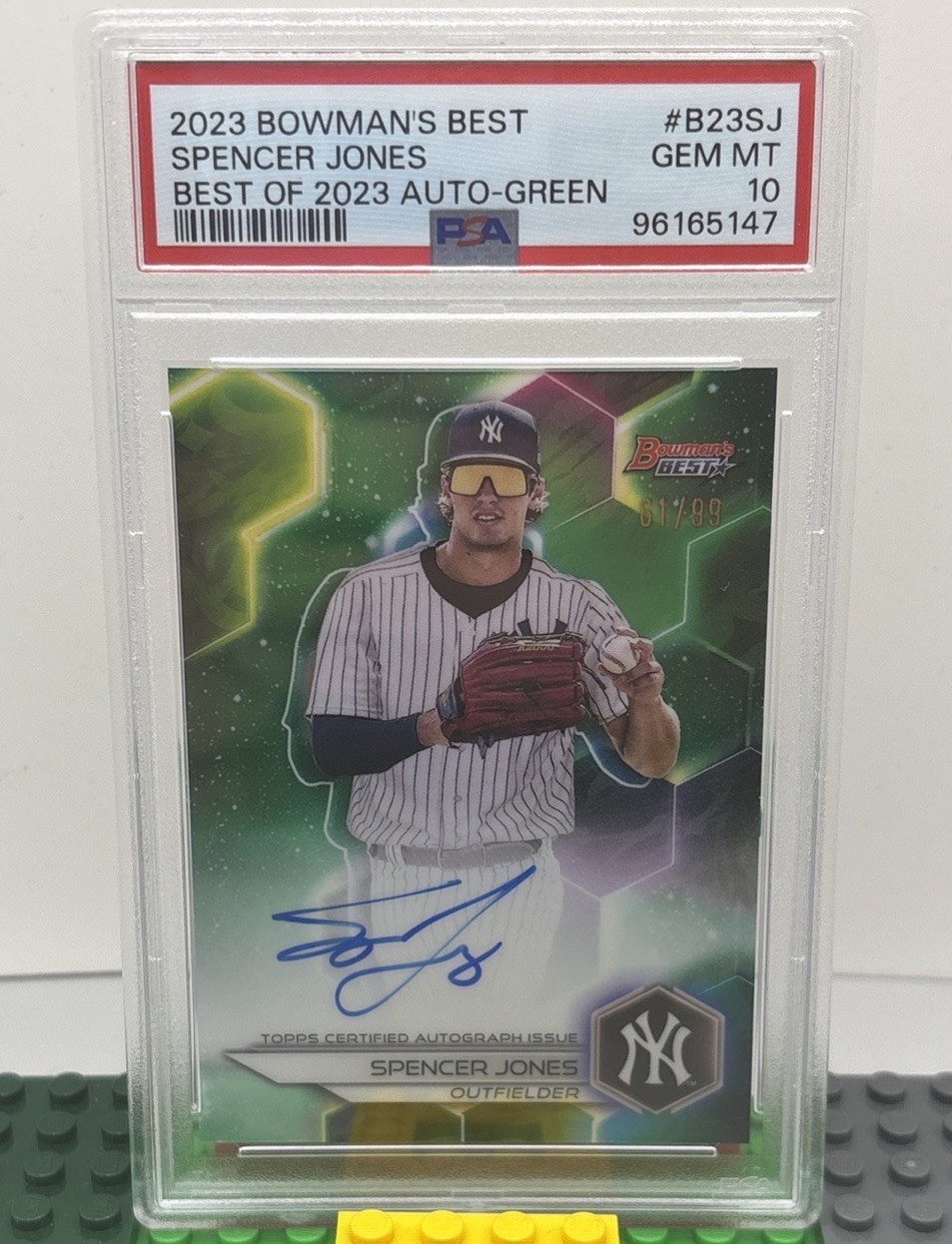 2023 Topps Bowman's Best Spencer Jones Green Refractor /99 Auto Rookie PSA 10