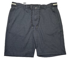 Zara Navy Textured Knit Shorts Drawstring Casual Lounge Mens Large L Boho Relax