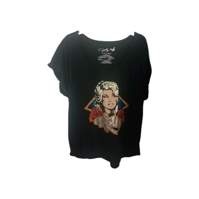 Dolly Parton Round Beck Short Sleeve T-shirt Black Size 1X Cotton Blend