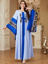 Long Dress Abaya Dubai Women Kaftan Muslim Evening Sequins Embroidery Gown Party