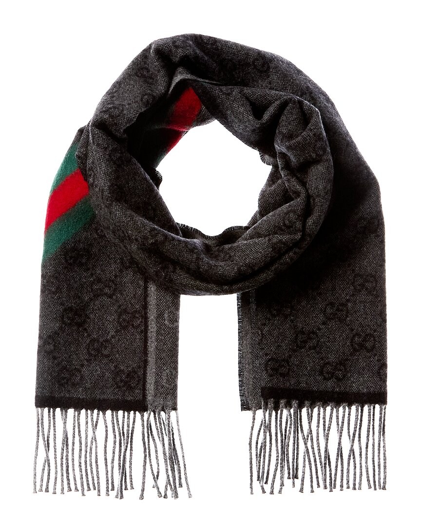 GUCCI マフラー GG Black ブラック 黒 シェリーライン Gucci Gg Web Nikky Wool Scarf Women's Black | eBay